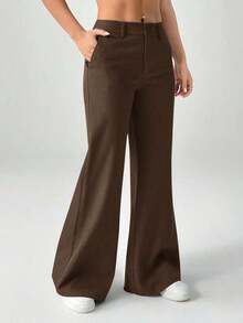 Nuevos pantalones de traje de estilo casual de cintura baja para otoño e invierno - Café integral - Ver 7