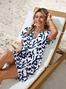 Vestido corto minimalista casual con cuello en V, adecuado para primavera y verano, ropa de verano para mujer, a rayas de colores, ropa de resort para mujer - Multicolor 11 - Ver 8