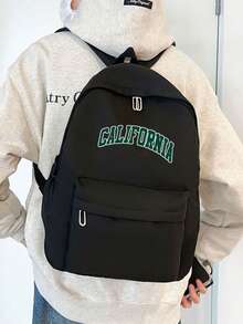 1pc Solid Color Fashionable Backpack, Large Capacity Casual Commuter Backpack Suitable For Men And Women,Y2k - Black - View 8