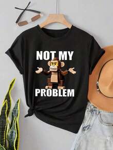 ofertas y liquidacionesWomen's Basic T-Shirt |   Camiseta de Mujer con Estampado de Dibujos Animados |   No es mi problema, diseño de mono |   Tela 100% Algodón |   Cómodo y Suave |   Adecuado para uso diario informal + Regalo perfecto |   Camiseta unisex de cuello redondo |   Hecho en México |   Domestic Shippingplayera de hombretops sudaderas para mujer Y2k Camiseta Camisa De - Negro - Ver 9