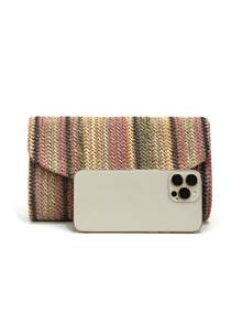Shiny Woven Envelope Clutch Bag, Elegant Fashion Evening Bag For Beach, Party, Wedding - Multicolor - View 3