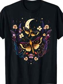 Camiseta Crystal Moon And Death Moth - Camiseta de Esqueleto Pagano Místico - Negro - Ver 8