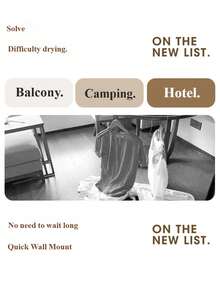 Adjustable & Foldable Drying Rack, Can Be Used As Quilt Drying Rod And Shower Curtain Rod. Upgraded Thicker Aluminum Alloy Material, With Anti-Wind Hole Design, 360° Foldable, Rust & Moisture Proof, Multi-Angle Adjustable, Easy Open And Close, Suitable For Indoor, Balcony, Hotel, Outdoor And RV - Suction Cup - View 4
