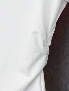 Ropa exterior para mujer, nueva llegada de verano, camiseta ajustada con pliegues, estilo elegante y versátil, fotografía de calle, imprescindible, temporada de vuelta al colegio, 100% llamativa, camiseta de mujer de manga corta para verano - Blanco 2 - Ver 4