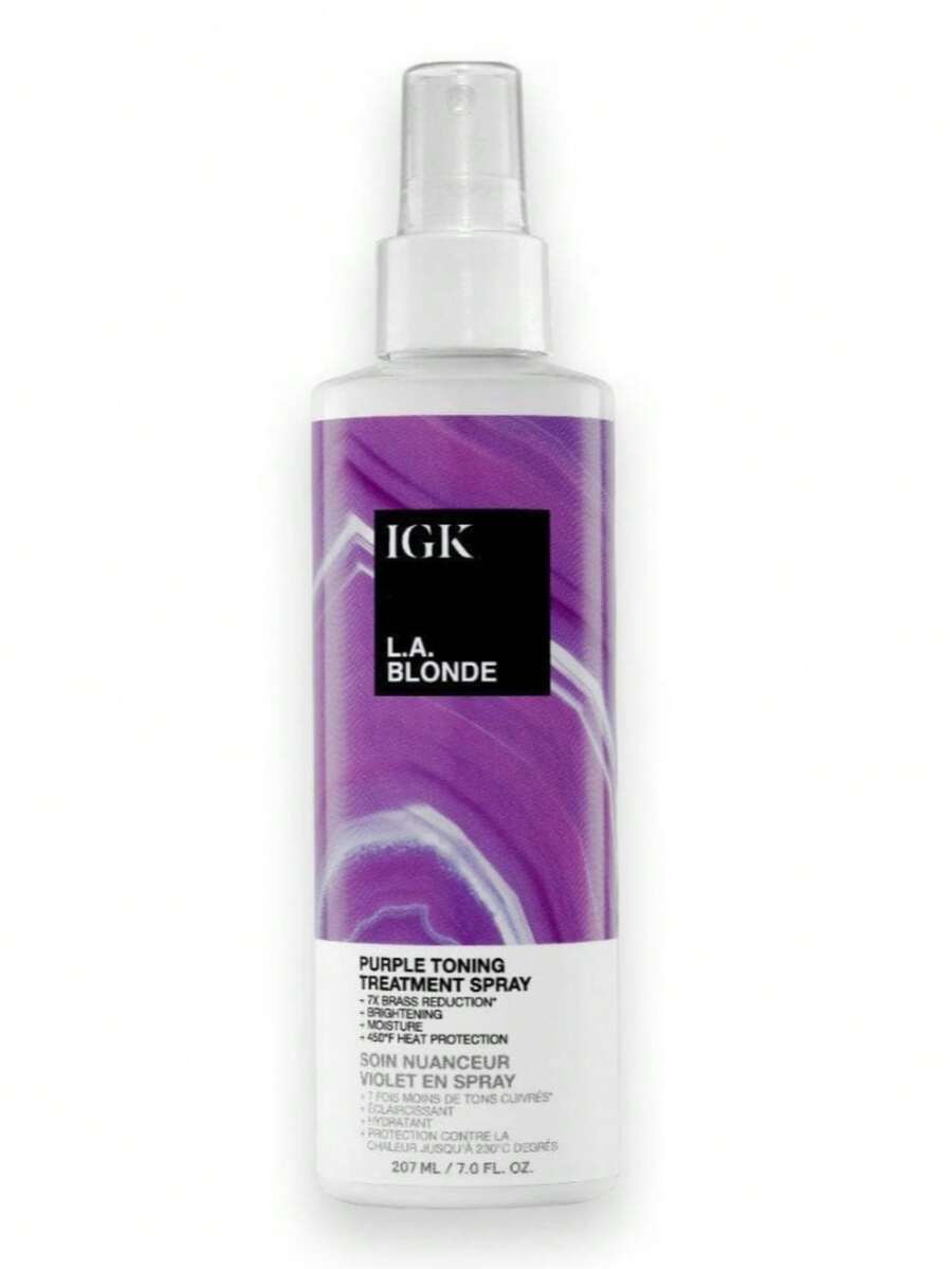 IGK LA Blonde Purple Toning Treatment Spray 7 Oz – Leave-In Brass Neutralizing Hair Spray For Blonde & Highlighted Hair, Heat Protectant Up To 450°F, Hydrating & Shine Boost - Spray - View 1
