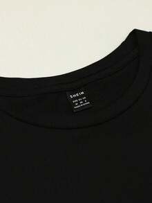 Camiseta de Manga Corta con Cuello Redondo y Estampado de Cabeza de Vaca Estilo Western con Lema, Adecuada para Primavera y Verano. Camiseta holgada, casual y versátil Y2k. - Negro - Ver 5