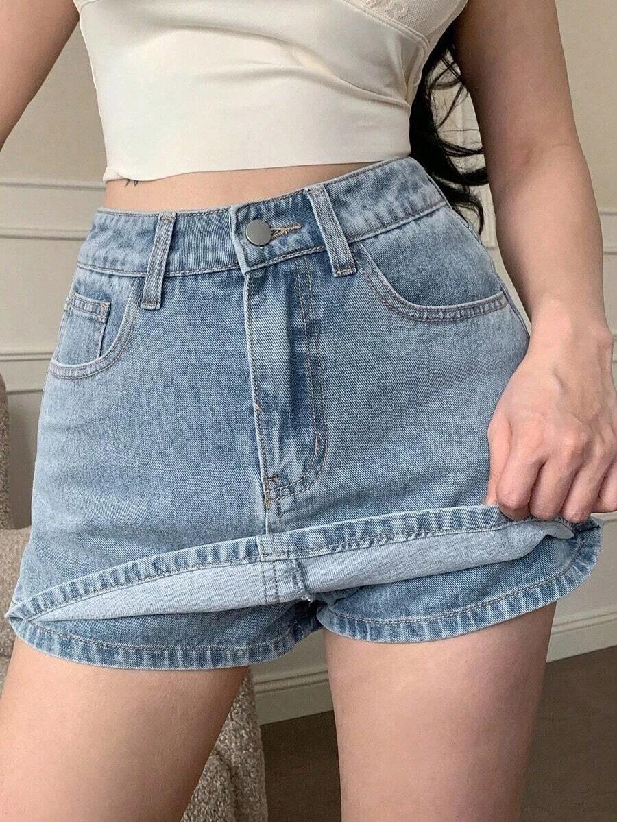 Shorts vaqueros de moda para mujer, combinables con todo, para primavera y verano - Azul - Ver 1