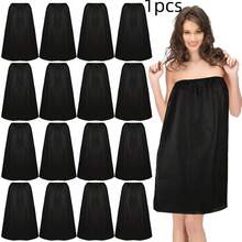 1/5/10pcs Disposable Women's Adjustable Closure Non-Woven Fabric Sauna Bathrobe - Black - View 8