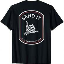 Cotton Short Sleeve Send It No Victory Without Sacrifice (On Back) T-Shirt - 黑色 - 查看 3