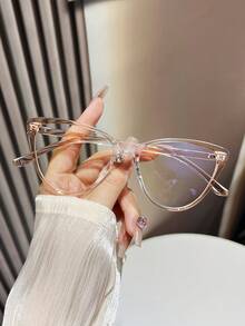 1 Pair Women's Gradient Cat Eye Frame Minimalist Gradient Color Non-Prescription Glasses - Gradual Tea - View 2
