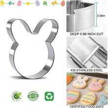 6Pcs Large Easter Cookie Cutters For Kids, 4'' Bunny Head, Egg, Chicken, Rabbit, Carrot, Butterfly Shapes, Metal Biscuit Molds For Easter Spring Holiday Themed Baking Supply - Default - View 2