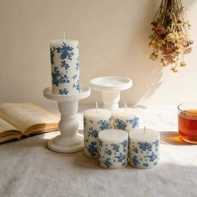 1 pieza/3 piezas Velas cilíndricas grandes de cerámica azul y blanca, velas cilíndricas decorativas de colores, velas cilíndricas de 5 cm de diámetro, velas de cera de soja sin humo, decoración de velas, set de decoración de velas, adecuado para decoración del hogar, decoración de dormitorio, decoración navideña, decoración de fiestas, decoración de reuniones, accesorios fotográficos, creación de ambiente romántico, decoración de bodas, regalo de boda, regalo para mujeres, recuerdo