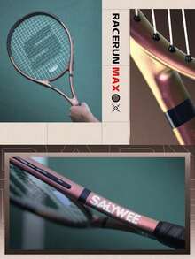 SALYWEE Chameleon Pro 網球拍 - RaceRun Max | 碳纖維 & 鋁合金 | 亮面處理 | 預穿線 55 磅 & 握把 | 輕量化 | 未穿線重量 295±5g | 即玩完整套組 (1 把球拍 + 球拍袋 + 網球 + 替換握把) - 彩色 - 查看 9