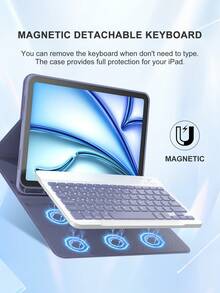 适用于 iPad A16（第 11/10 代）、第 9/8/7 代（10.2 英寸）、iPad Air（10.9/11 英寸）的键盘保护套，采用 TPU 翻盖 PMMA PU 皮革材质，包含无线蓝牙键盘（150mAh 电池）和支架，薰衣草紫色 - 淺灰紫 - 查看 4