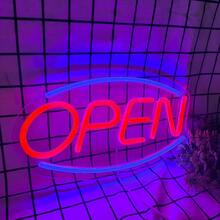 1pc "OPEN" Neon Sign For Shop, Bar, Window Display, USB Powered, Factory Direct, Customizable, Low Voltage , Glass Sticker Accessory, Unbreakable Base, No Overheating - Blue and Red - View 3