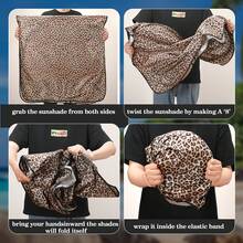 Parasol para parabrisas de coche con estampado de leopardo para el verano, con revestimiento adhesivo negro que bloquea la luz solar y los rayos UV, reduce el calor en el coche y protege el interior del vehículo. Adecuado para la mayoría de modelos de vehículos. Fácil de plegar y guardar, incluye una bolsa de almacenamiento. Un regalo para conductores. - A - Ver 8