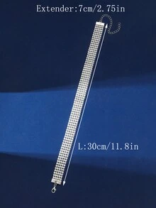 1pc Sparkling Crystal Choker Necklace, Suitable For Women's Wedding, Party And Daily Wear - Silver - View 4