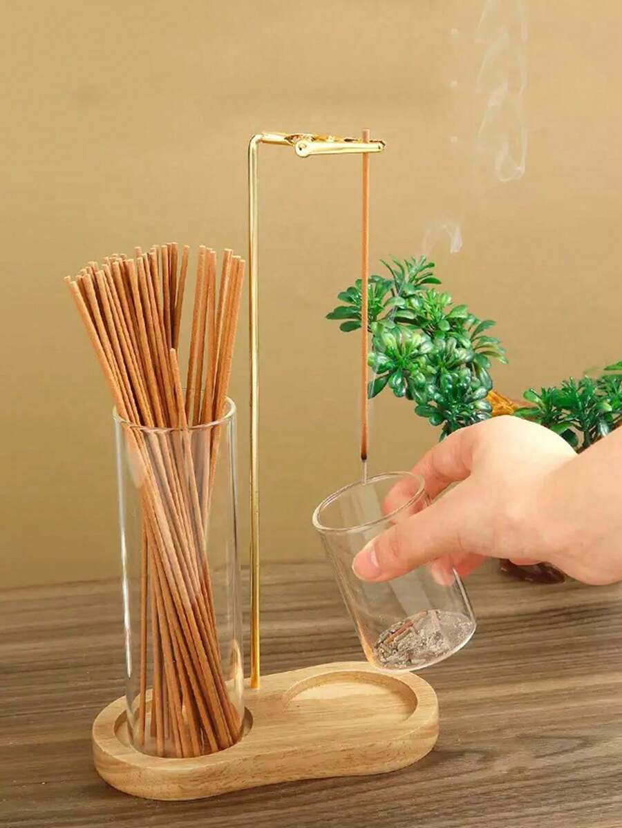 Incense Holder, Wire Incense Clip For Anti-Ash Flying Incense Burner With Removable Glass Ash Collector And Incense Candle Organizer, Elegant Aromatherapy Home Decor Room Decor Wedding Kitchen Essentials Bathroom Decor Bathroom Accessory