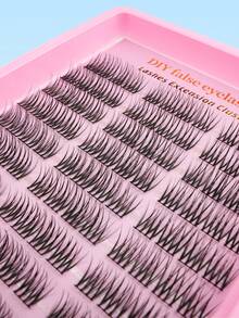 120pcs Natural Style Individual Eyelashes, 15mm Medium Length Handmade Segmented Lightweight Curly False Eyelashes, Suitable For Beginners And Makeup Artists - D - View 6