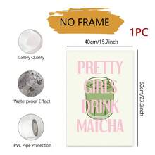 1 pieza Hermosa mujer bebiendo matcha, póster de arte de matcha, decoración de pared de matcha linda, póster de cafetería, decoración de cocina, sin marco - Multicolor - Ver 11