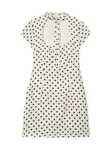 Buzzelle Spring/Summer New Sweet Square Neck Short Sleeve Bow Decor Short Dress, Suitable For Spring/Summer Outings White Elegant - White - View 4