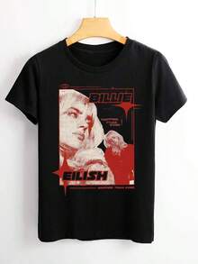 Free Shippingmother GiftsBillie Shirt Eilish Graphic Tee Billie Merch Pop Shirt Guy Unisex Giftgoing Out Outfitsvintage, Top For Woman, Local Warehouse Items Women's Clothes - Black 7 - 查看 6