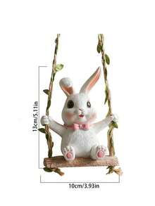 1pc Creative Swinging Rabbit Resin Hanging Ornament, Cute Design With Great Atmosphere, Waterproof And Fade-Resistant, Suitable For Hanging In Garden, Balcony, Tree Branch, Corridor, Mori Style Pastoral Healing Landscape, Garden Decoration, Perfect For Gift Or Personal Use - Ornaments - View 5