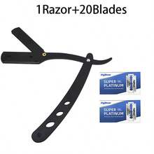 Set Of Men'S Straight Razors With Folding Design For Shaving And Hair Removal, Complete With Blades - Black - View 18