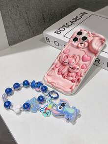 Disney Has Authorized, Phone Case - Chain Set, The Stitch Lilo & Stitch 3D Phone Case Plus A Silicone 3D Stitch Bracelet With Metallic Ring Removable Bracelet, Stitch And Angel Pattern, Compatible With Iphone17/16/15/14/13/12/11/XS/XR/X Plus Pro Max, A Stylish Cartoon Phone Case, The Perfect Gift Choice, Phone Protection, Durable Phone Cover, Great Gift For Friends And Family. - 白色 - 查看 5
