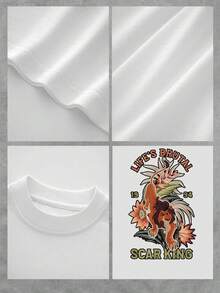Majestic Lion Among Tropical Flowers Showing Strength And Character With An Inspirational Phrase About Overcoming Challenges. Comfortable And Modern Women's T-Shirt Ideal For Everyday Wear - 白色 - 查看 4