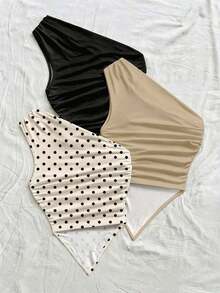 Blusa de mujer con escote asimétrico fruncido sin mangas de moda Y2K - Multicolor 3 - Ver 2