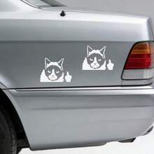 2PCS Cat  Car Sticker Decal, Waterproof Vinyl, Black/White, Funny Personalized Window Bumper Decal For Auto Decoration On Car Truck Motorcycle - White - View 1