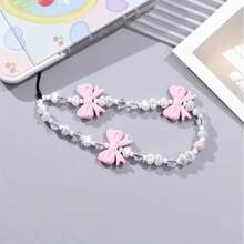 Bowknot Beaded Phone Lanyard Cute Anti-Loss Anti-Drop Phone Strap Women's Best Friend Gift - Bow - View 6