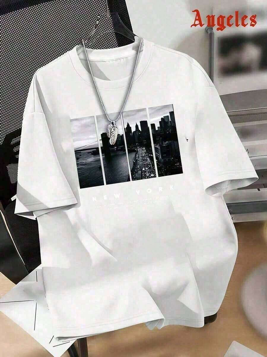 Men's T-Shirt, Printed T-Shirt, Black, Fun, Short Style, Entertaining And Cool T-Shirt, Unique Design, Summer Print, Suitable For Daily And Weekend Wear, Comfortable Clothing For Outdoor Activities. - 白色的 - 查看 1