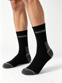 1/10/20/30 pares de calcetines de media caña con costillas y refuerzo en el talón y los dedos para hombres, con estampado de letras con tema de trabajo, adecuados para el trabajo diario y actividades al aire libre de los hombres, disponibles en varios colores - Multicolor - Ver 7