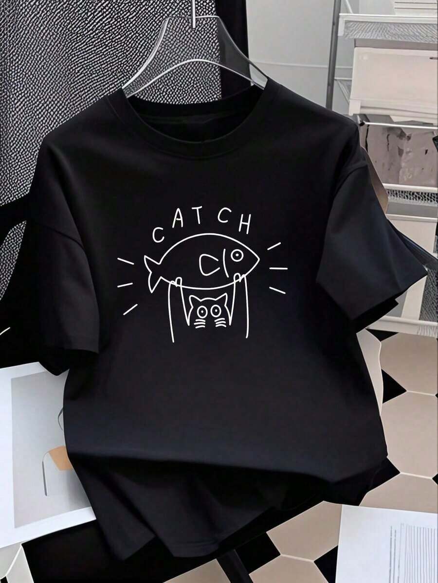 Women's Short-Sleeved T-Shirt, Designed With A Relaxed Fit And Cartoon Prints, Made From Pure Wrinkle-Resistant Cotton. Women's Cotton T-Shirts - 第六種風格 - 查看 1