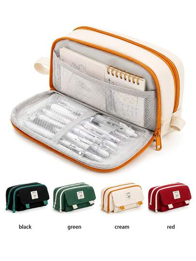 Estuche de lápices grande, caja de soporte de alta capacidad, bolsa de almacenamiento, bolsa de lápices de múltiples capas de gran capacidad, organizador de escritorio, bolsa para marcadores y bolígrafos para escuela secundaria, oficina, universidad, niña y niño, regreso a la escuela (varios colores disponibles), regreso a la escuela, útiles escolares