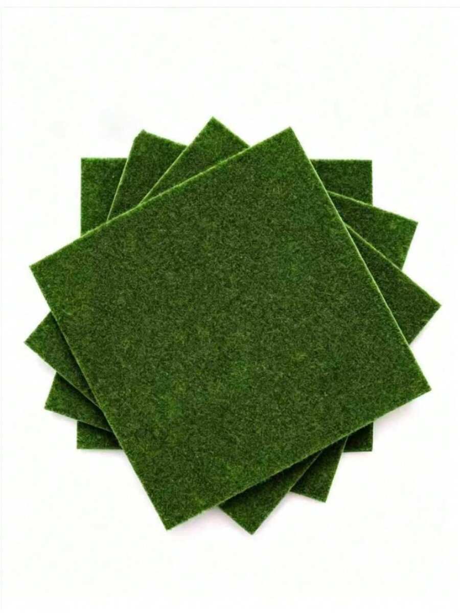 5 Packs Of 9.8 Inch Artificial Grass Turf, Suitable For Craft Decoration, Miniature Decoration Projects, Indoor/Outdoor Carpets, Green, Durable And Easy To Maintain, Applicable For Patios, Lawns, Model Lawns, Can Be Used For DIY Fairy Garden Accessories And Decoration Sets