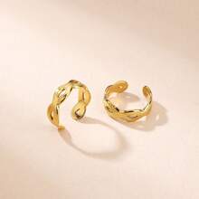 1 paire de boucles d'oreilles manchettes pour femmes en acier inoxydable doré, boucles d'oreilles dorées charmantes pour un port quotidien, style clip, boucles d'oreilles punk à la mode personnalisées, sans perçage nécessaire, excellent cadeau pour les sœurs - tissage croisé - Voir 9