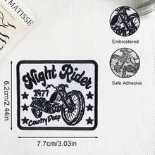 1pc Night Rider Punk Rock Motorcycle Embroidered Patch, Suitable For Clothes, Jackets, Hats, And Accessories - A - View 3