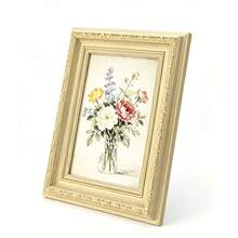 1pc Beige Wooden Texture Photo Frame, Retro Minimalist Elegant French Romantic Rustic Style Frame - 1PC - View 8