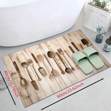 1pc Kitchen Pattern Printed Floor Mat, Silica Gel Kitchen Carpet, Washable Rectangular Rug, Suitable For Living Room, Bedroom, Hallway, Bathroom, Laundry Room - Polyester Carpet, Indoor And Outdoor Home Decor - Multicolor - View 18