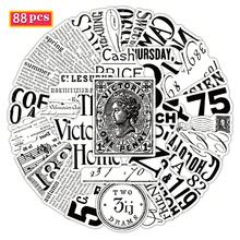 88 miếng dán phong cách Anh cổ điển - Thiết kế đen trắng thời Victoria với tem bưu điện và chữ viết thư pháp, chống thấm nước và có keo dính, thích hợp cho sổ kế hoạch, album ảnh và đồ thủ công, đồ dùng cho nhật ký nghệ thuật. - Đen trắng - Xem 10