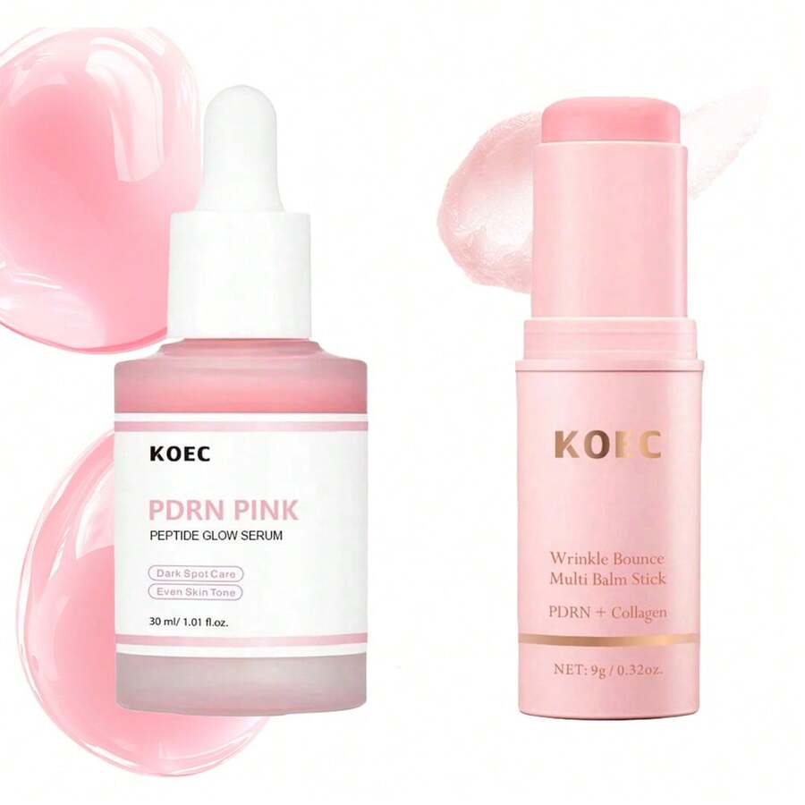 KOEC Bộ 2 sản phẩm: Thanh chống nhăn PDRN Collagen và Tinh chất dưỡng da ban ngày PDRN Pink, chứa PDRN, Collagen và Peptide, giúp dưỡng ẩm và cải thiện làn da, lý tưởng làm quà tặng Ngày của Mẹ. - Tinh chất dưỡng da PDRN + Sáp dưỡng đa năng dạng thỏi - Xem 1