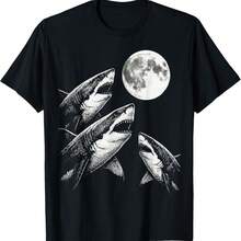 Shark Howling At Moon T-Shirt - Black - View 1