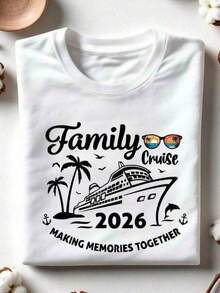 Informal para el día a díaCruise 2026 Family Trip Shirts, Making Memories Together, Sunglasses Vacation Tee, Matching Family Cruise Outfits, Ocean Adventure T-Shirts Spring/Summer New Women's T-Shirts - Elegant Clothing - Essential Gift Option 100% Cotton,Camiseta de cuello redondo, camiseta informal estampada para mujer,Camisetas para hombre, camisetas a juego para padres e hijos, ropa de apoyo para la Copa del Mundo, artículos esenciales para la graduación y la vuelta al cole. - Blanco - Ver 1