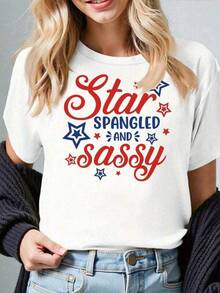 Informal para el día a díaStar Spangled And Sassy A Patriotic Celebration Womens Tshirt Black Grey White Light Apricot Dark Red,Camiseta de cuello redondo, camiseta informal estampada para mujer,Camisetas para hombre, camisetas a juego para padres e hijos, ropa de apoyo para la Copa del Mundo, artículos esenciales para la graduación y la vuelta al cole. - Blanco - Ver 7