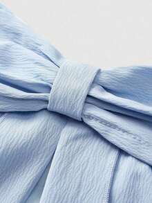 Top de tirantes con volantes y pliegues de color rosa dulce para mujer, top corto de verano - Azul - Ver 3