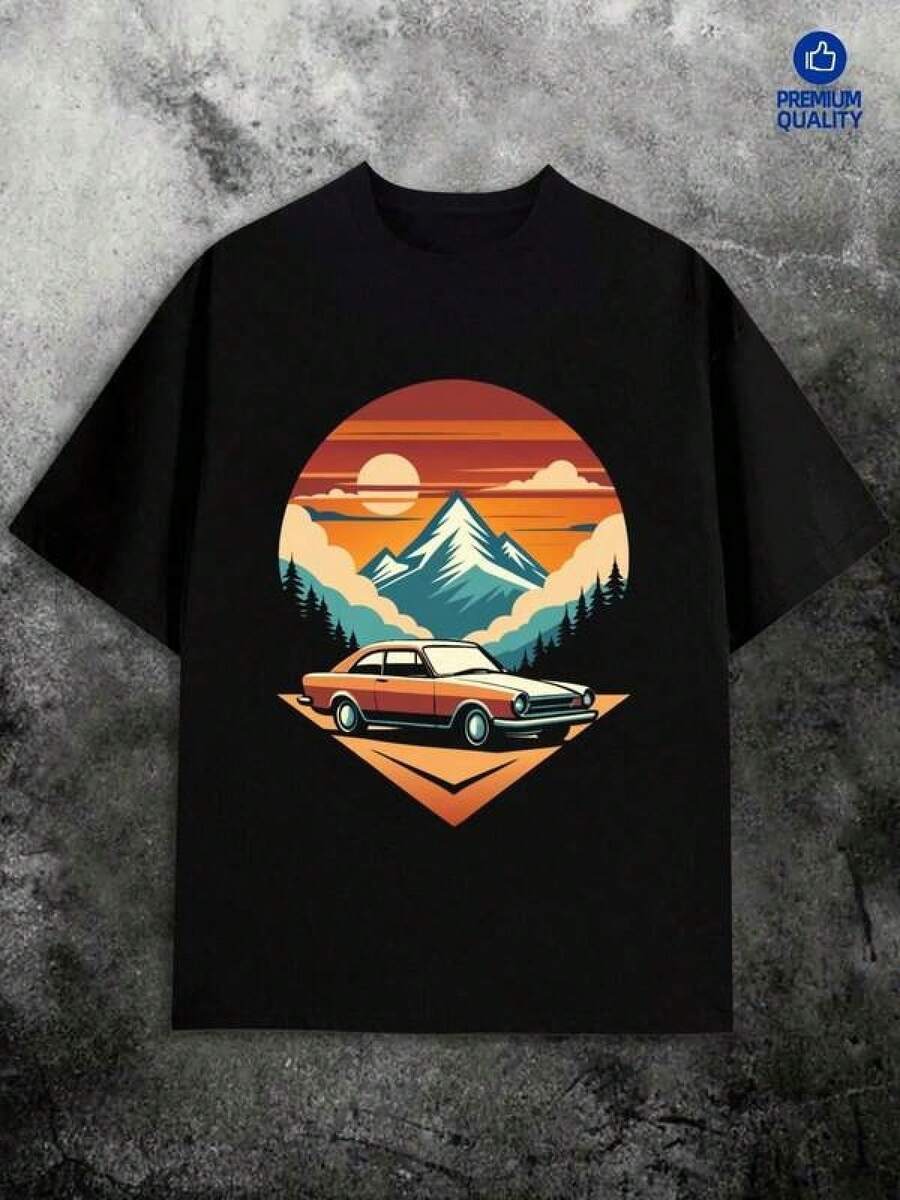 1 pieza Camiseta de manga corta de cuello redondo holgada unisex de 180g, 100% algodón puro transpirable y suave, estilo Y2K Bababask con estampado gráfico moderno, ideal para mujer y hombre, perfecta para uso diario, festivales, conciertos y todas las estaciones - Negro - Ver 1