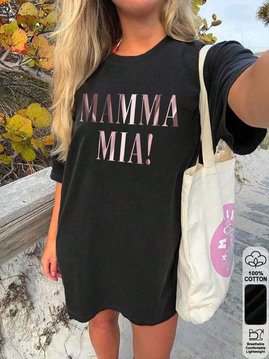 Women's T-Shirt With Nature Print, Round Neck, Short Sleeve, Oversized Design, Ideal For Summer - 白色 - 查看 1